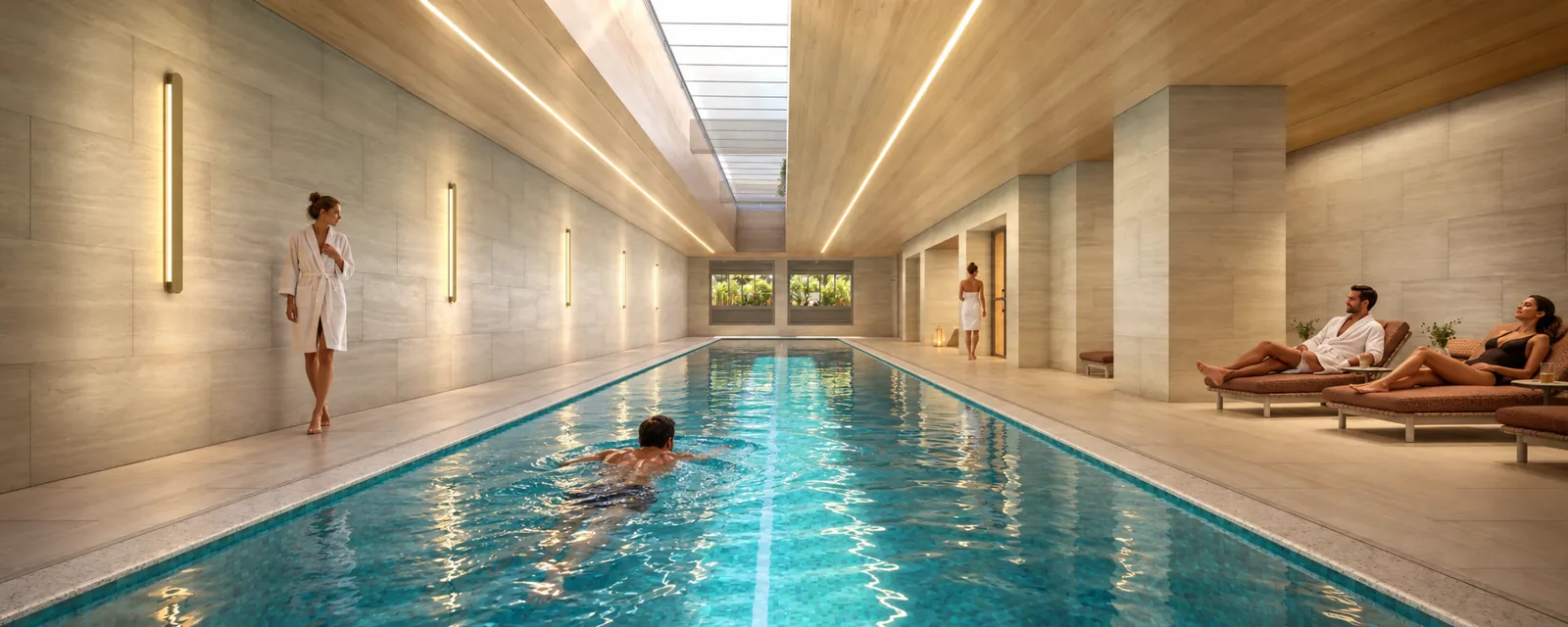 Piscina coberta e aquecida com raia de 25 metros no TOM Paraíso