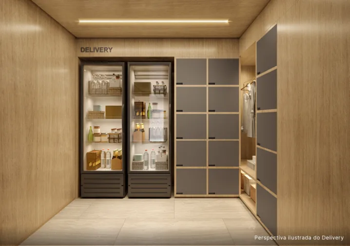 Delivery refrigerado e armários para recebimento de compras no TOM Paraíso