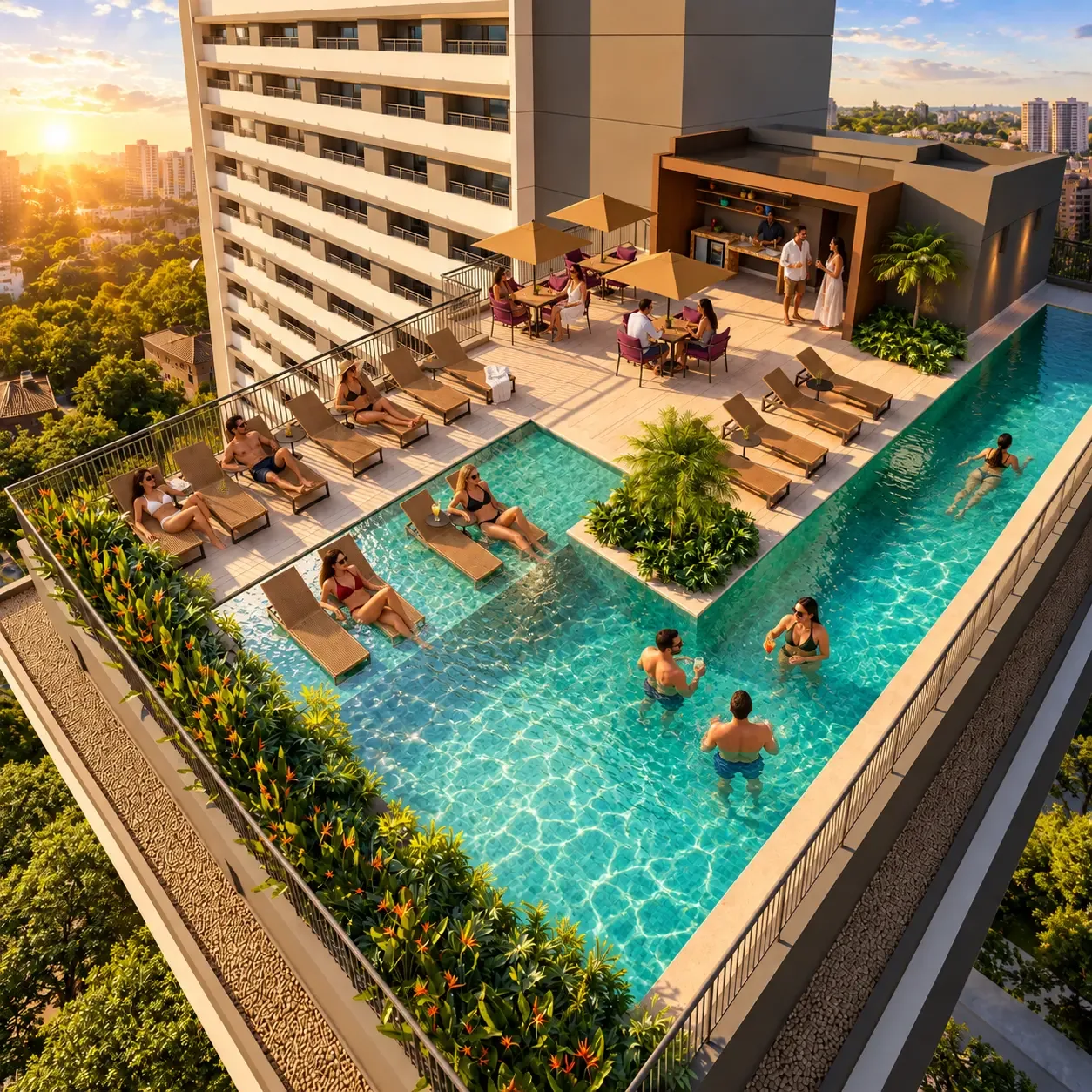Piscina e rooftop do TOM Paraíso